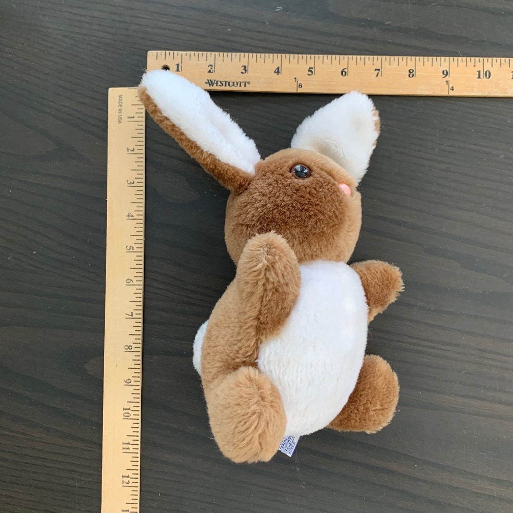 Vintage 1980 Wallace Berrie Brown White Bunny Rabbit Plush Stuffed‎ Animal 10in